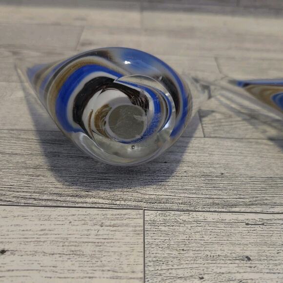 Art Glass Bird Paperweight Blue Brown and Gold Unsigned - Picture 4 of 9